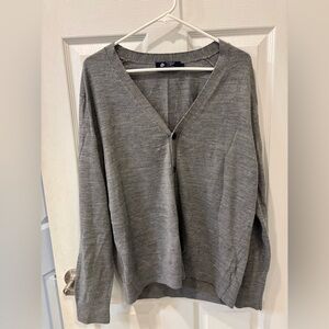 J‎ Crew Merino Wool Gray V-Neck Button Down Cardigan Sweater